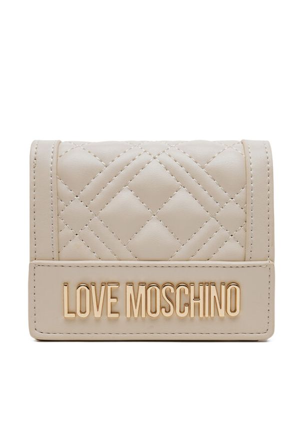 Love Moschino - LOVE MOSCHINO Mały Portfel Damski JC5601PP1MLA0110 Beżowy. Kolor: beżowy. Materiał: skóra