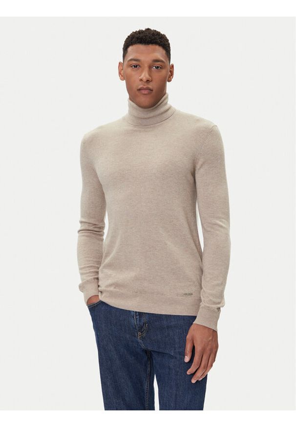 Guess Golf M5BR09 Z0432 Beżowy Regular Fit. Typ kołnierza: golf. Kolor: beżowy. Materiał: syntetyk