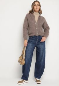 Born2be - Niebieskie Jeansy o Kroju Barrel z Wysokim Stanem Salisana. Okazja: na co dzień. Stan: podwyższony. Kolor: niebieski. Styl: casual, elegancki #6