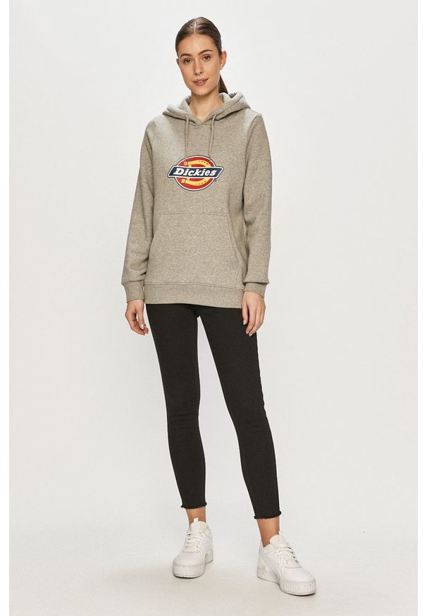 Dickies - Bluza. Typ kołnierza: kaptur. Kolor: szary. Długość rękawa: długi rękaw. Długość: długie. Wzór: nadruk