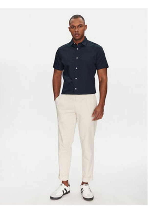 Jack & Jones - Jack&Jones Koszula Joe 12195062 Granatowy Slim Fit. Kolor: niebieski. Materiał: bawełna