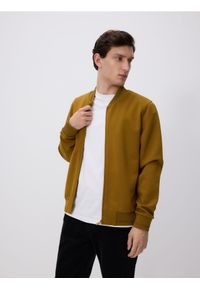 Reserved - Bluza bomberka - brązowy. Kolor: brązowy. Materiał: dzianina, bawełna