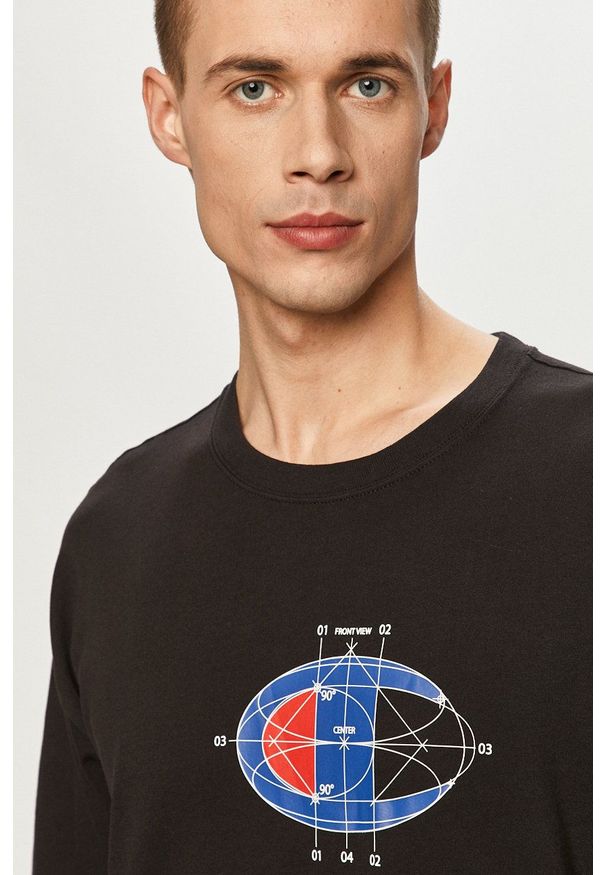 Champion - T-shirt. Okazja: na co dzień. Kolor: czarny. Wzór: nadruk. Styl: casual