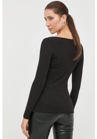 Guess longsleeve damski kolor czarny. Kolor: czarny. Materiał: materiał, wiskoza. Długość rękawa: długi rękaw. Długość: krótkie #2