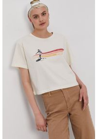 Rip Curl T-shirt damski kolor kremowy. Okazja: na co dzień. Kolor: beżowy. Wzór: nadruk. Styl: casual #3