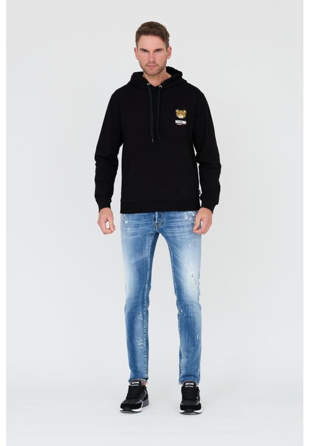 MOSCHINO Czarna męska bluza z kapturem, Rozmiar S. Typ kołnierza: kaptur. Kolor: czarny