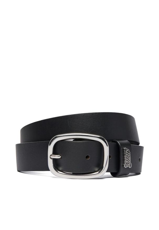 Tommy Jeans Pasek Tjw Oval 3.0 Buckle AW0AW18812 Czarny. Kolor: czarny. Materiał: skóra