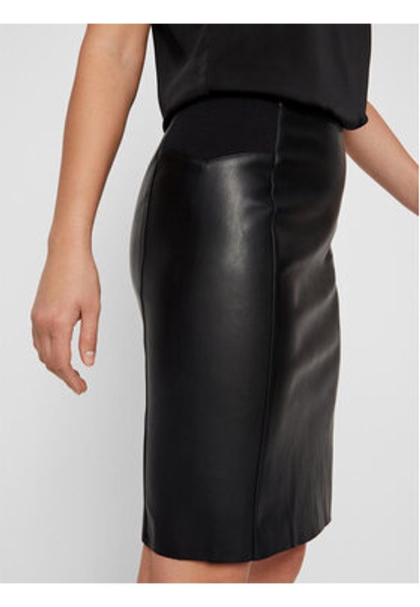 Vero Moda Spódnica z imitacji skóry 10218187 Czarny Slim Fit. Kolor: czarny. Materiał: skóra
