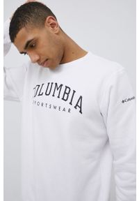 columbia - Columbia bluza męska kolor biały melanżowa. Okazja: na co dzień. Kolor: biały. Materiał: dzianina. Wzór: melanż. Styl: casual