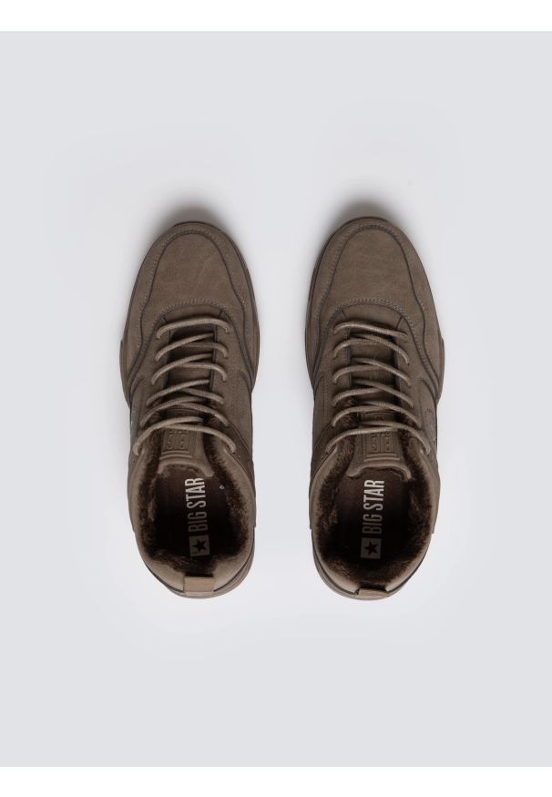 Big-Star - Sneakersy męskie ze skóry ekologicznej brązowe OO174580 802. Okazja: na co dzień. Nosek buta: okrągły. Kolor: brązowy. Materiał: skóra ekologiczna