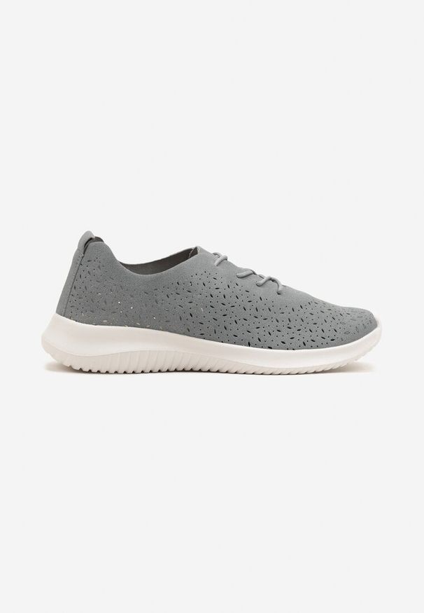 Born2be - Niebieskie Sneakersy z Ażurową Cholewką Grellio. Okazja: na co dzień. Kolor: niebieski. Materiał: jeans. Szerokość cholewki: normalna. Wzór: ażurowy