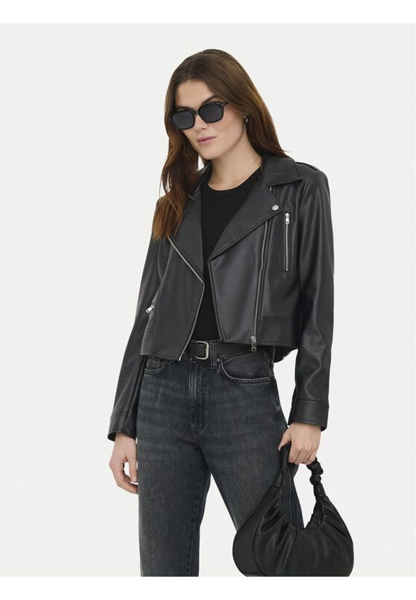 only - ONLY Kurtka z imitacji skóry Carmen 15361396 Czarny Regular Fit. Typ kołnierza: typu carmen. Kolor: czarny. Materiał: skóra