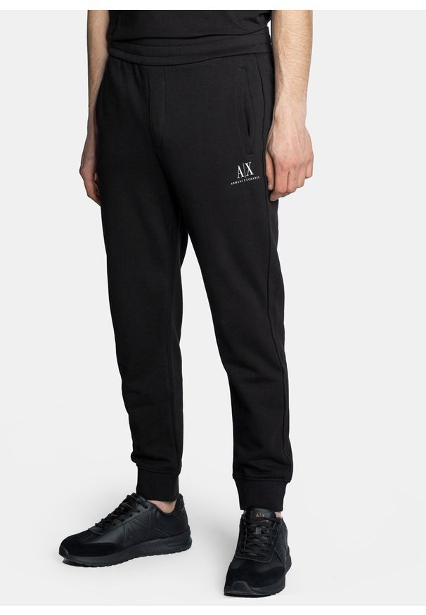 Spodnie dresowe męskie czarne Armani Exchange 8NZPSC ZJKRZ 1200. Kolor: czarny. Materiał: dresówka. Sport: turystyka piesza