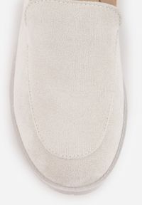 Born2be - Jasnoszare Półbuty na Słupku i Niskiej Platformie w Stylu Mokasynów Molana. Okazja: do pracy. Kolor: szary. Materiał: jedwab. Obcas: na platformie. Styl: elegancki, klasyczny #6