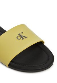 Calvin Klein Jeans Klapki Flat Sandal Slide Mg YW0YW01697 Zielony. Kolor: zielony. Materiał: skóra