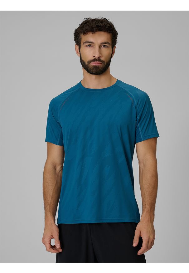 4f - 4F Koszulka do biegania szybkoschnąca męska - turkusowa S. Kolor: turkusowy. Materiał: tkanina. Długość: długie. Sport: fitness, bieganie