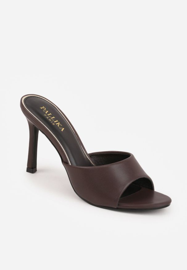Renee - Brązowe Klapki z Wyciętą Cholewką Glyserris. Okazja: na imprezę, na co dzień. Kolor: brązowy. Materiał: skóra. Styl: elegancki, casual