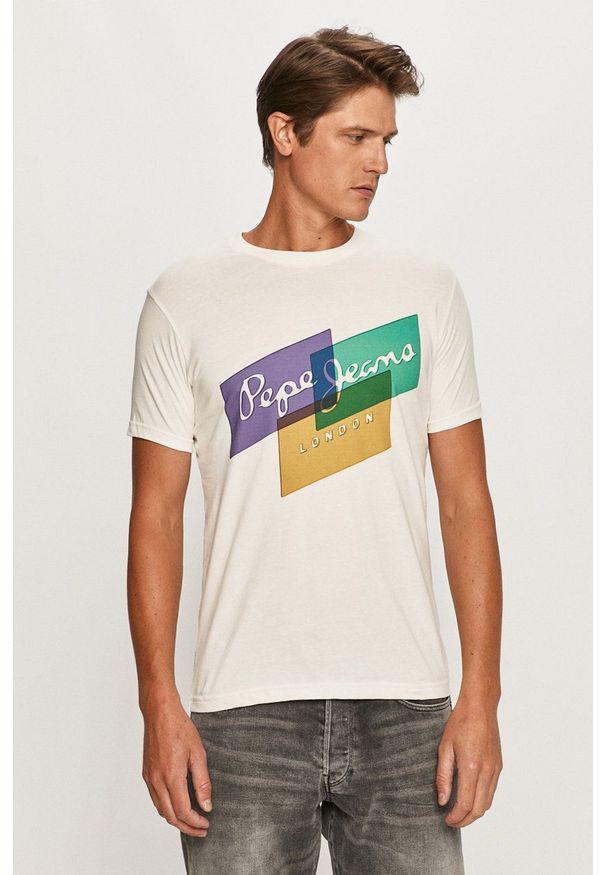 Pepe Jeans - T-shirt Morrison. Okazja: na co dzień. Kolor: biały. Wzór: nadruk. Styl: casual