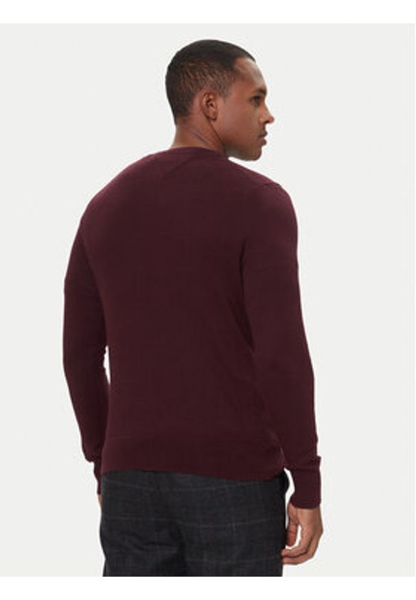 TOMMY HILFIGER - Tommy Hilfiger Sweter MW0MW28046 Bordowy Regular Fit. Kolor: czerwony. Materiał: bawełna
