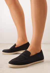 Born2be - Czarne Mokasyny Ozdobione Plecionką Fennata. Kolor: czarny. Wzór: aplikacja. Styl: klasyczny, boho #2