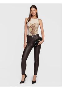 Guess Top W3RP29 KAZS0 Beżowy Slim Fit. Kolor: beżowy. Materiał: syntetyk