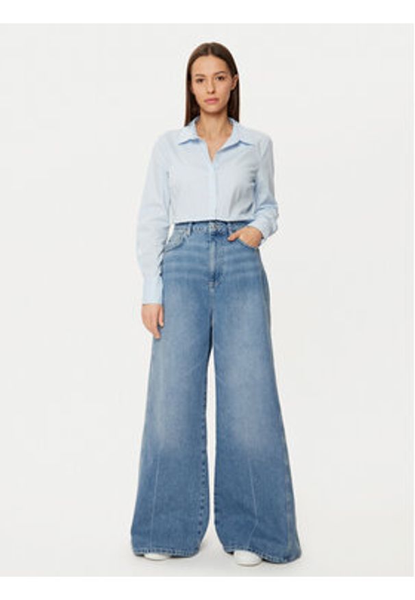 Vero Moda Koszula Anna 10318701 Błękitny Slim Fit. Kolor: niebieski. Materiał: bawełna
