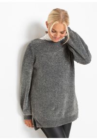 Długi sweter z szenili bonprix antracytowy. Kolor: szary. Długość: długie #5