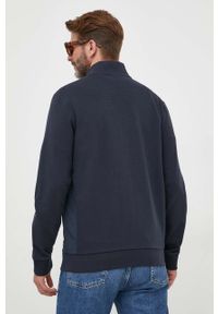 BOSS bluza męska kolor granatowy gładka. Kolor: niebieski. Materiał: materiał. Wzór: gładki #3