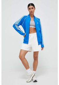 adidas Originals bluza damska kolor niebieski z aplikacją. Kolor: niebieski. Długość rękawa: raglanowy rękaw. Wzór: aplikacja #3