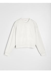 Sinsay - Bluza crewneck basic z dodatkiem wiskozy "soft touch" - kremowy. Kolor: kremowy. Materiał: wiskoza