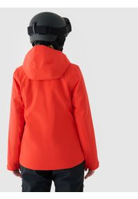 4f - 4F Kurtka narciarska membrana 5000 damska - czerwona M. Okazja: na co dzień. Typ kołnierza: kaptur. Kolor: czerwony. Materiał: poliester, puch, syntetyk, materiał. Długość: długie. Sezon: zima. Styl: casual, klasyczny, sportowy #2