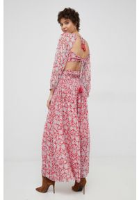Pepe Jeans sukienka Berenice kolor czerwony maxi rozkloszowana. Kolor: czerwony. Długość rękawa: raglanowy rękaw. Typ sukienki: rozkloszowane. Długość: maxi #4