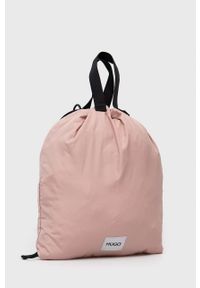 Hugo Plecak kolor różowy gładki. Kolor: różowy. Materiał: poliester, bawełna. Wzór: gładki #2