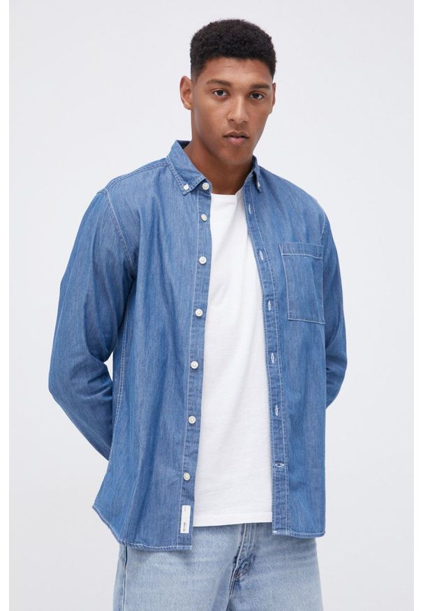 Only & Sons - Koszula jeansowa. Typ kołnierza: button down. Kolor: niebieski. Materiał: jeans. Wzór: gładki