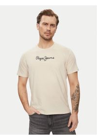 Pepe Jeans T-Shirt Eggo N PM508208 Beżowy Regular Fit. Kolor: beżowy. Materiał: bawełna #1