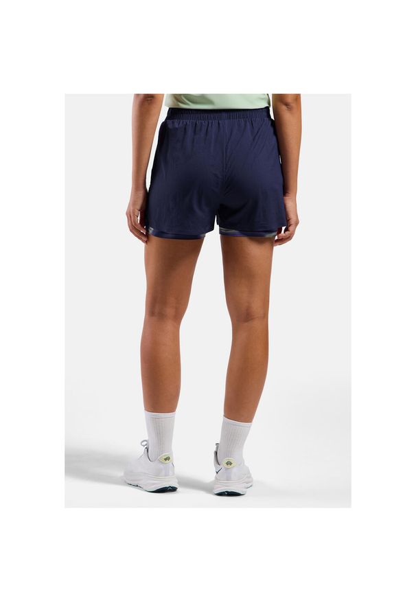 Spodenki damskie Odlo ZEROWEIGHT 3 INCH PRINT 2-in-1 short. Kolor: niebieski. Długość: krótkie. Wzór: nadruk