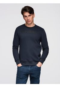 Ombre Clothing - Klasyczna bluza dresowa męska z napisem – granatowa V3 - Rozmiar: XL. Okazja: na co dzień. Kolor: niebieski. Materiał: dresówka. Wzór: napisy. Styl: klasyczny #1