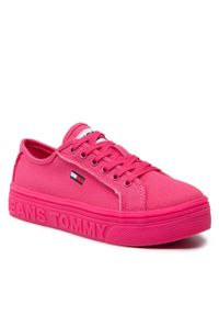 Tenisówki Tommy Jeans Mono Color Flatform EN0EN01823 Pink Alert THW. Kolor: różowy. Materiał: materiał