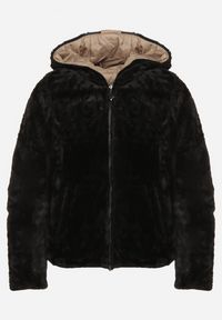 Born2be - Beżowa Pikowana Kurtka z Kapturem o Dwustronnym Kroju Tahalia. Okazja: na spacer. Typ kołnierza: kaptur. Kolor: beżowy. Materiał: poliester, wełna, futro, dzianina, jeans #2