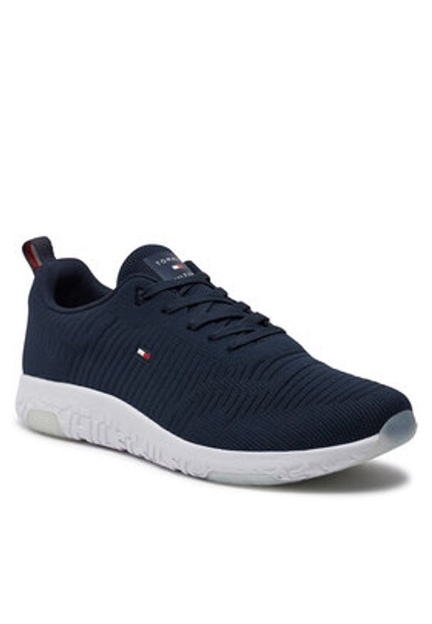TOMMY HILFIGER - Tommy Hilfiger Sneakersy Corporate Knit Rib Runner FM0FM02838 Granatowy. Kolor: niebieski. Materiał: materiał