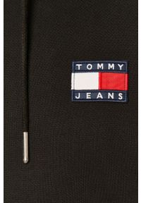 Tommy Jeans - Bluza bawełniana. Typ kołnierza: kaptur. Kolor: czarny. Materiał: bawełna. Wzór: gładki, aplikacja #3