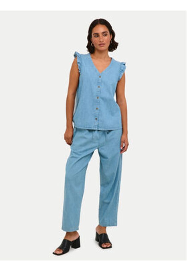 Kaffe Bluzka Louise 10508521 Niebieski Regular Fit. Kolor: niebieski. Materiał: bawełna