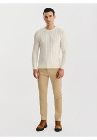 Pako Lorente - PAKO LORENTE - Beżowy sweter męski z kaszmirem. Kolor: beżowy. Materiał: kaszmir. Wzór: ze splotem. Sezon: jesień #2