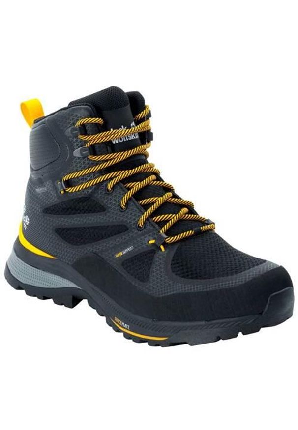 Buty trekkingowe męskie Jack Wolfskin Force Striker Texapore Mid. Wysokość cholewki: za kostkę. Zapięcie: sznurówki. Kolor: czarny. Materiał: guma, materiał, tkanina, syntetyk. Szerokość cholewki: normalna