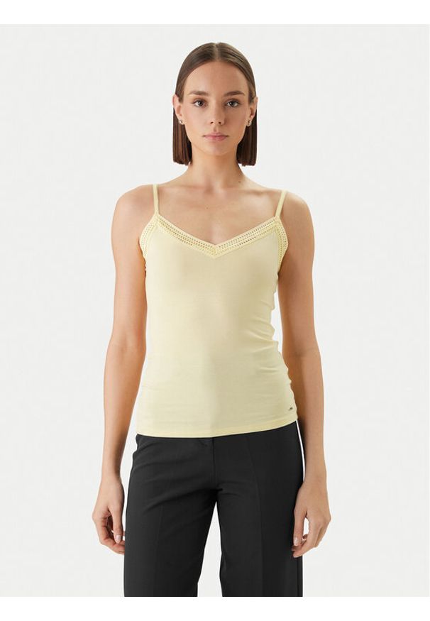 Morgan Top 192-BARBA.N Żółty Slim Fit. Kolor: żółty. Materiał: wiskoza