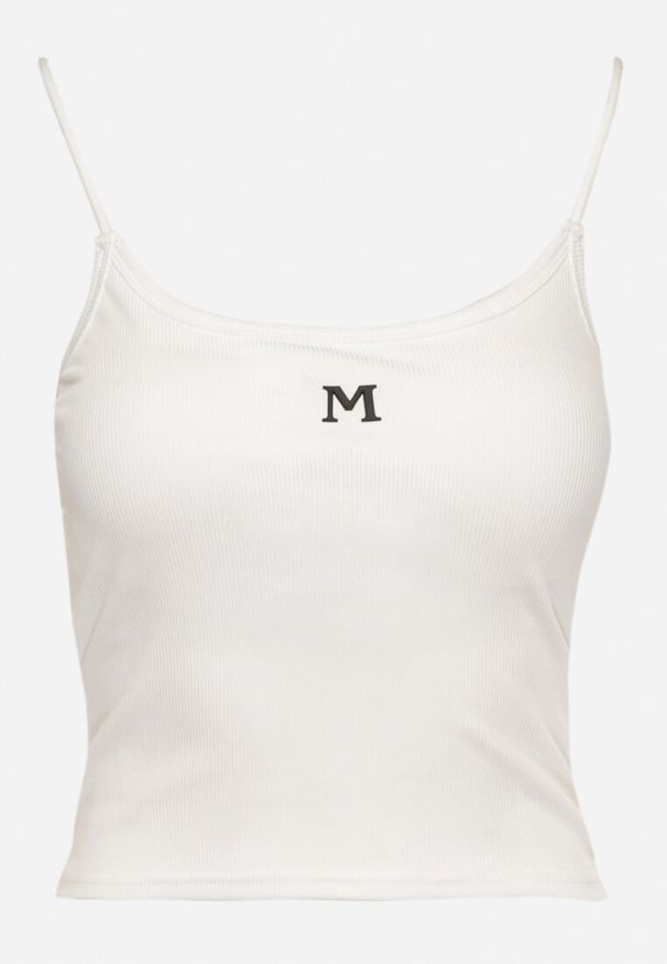 Born2be - Biały Top z Prążkowanego Materiału z Usztywnianymi Miseczkami Fadeastra. Okazja: na co dzień. Kolor: biały. Materiał: prążkowany, materiał. Styl: casual, elegancki, klasyczny