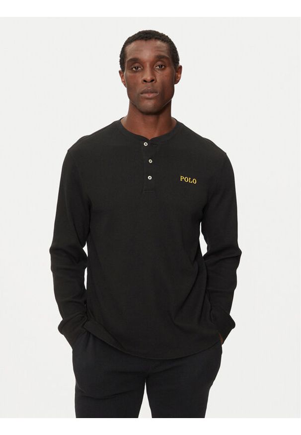 Polo Ralph Lauren Longsleeve 714950609003 Czarny Slim Fit. Typ kołnierza: polo. Kolor: czarny. Materiał: syntetyk, bawełna. Długość rękawa: długi rękaw