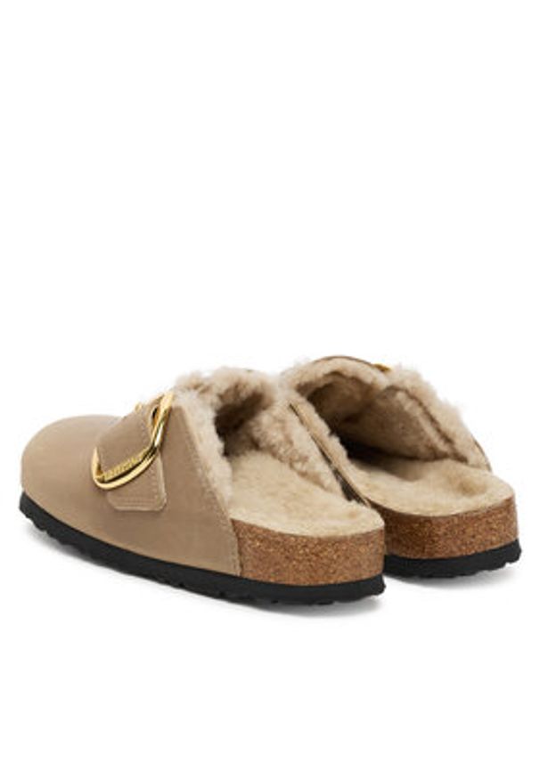 Birkenstock Klapki Boston Big Buckle Shearling 1030444 Brązowy. Kolor: brązowy. Materiał: skóra