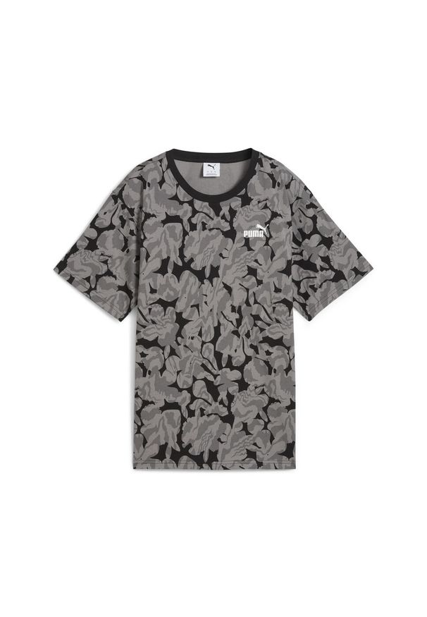 Puma - Damska koszulka ESS NATURE 2.0 Relaxed AOP PUMA Black. Kolor: czarny. Materiał: guma. Wzór: nadruk