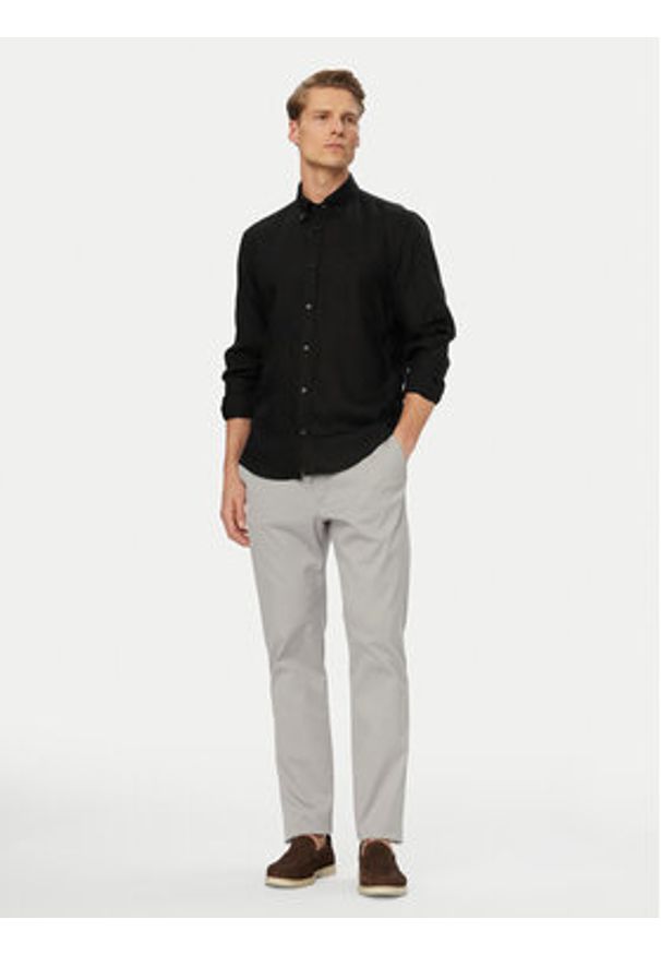 BOSS Koszula H-Liam 50556077 Czarny Regular Fit. Kolor: czarny. Materiał: len